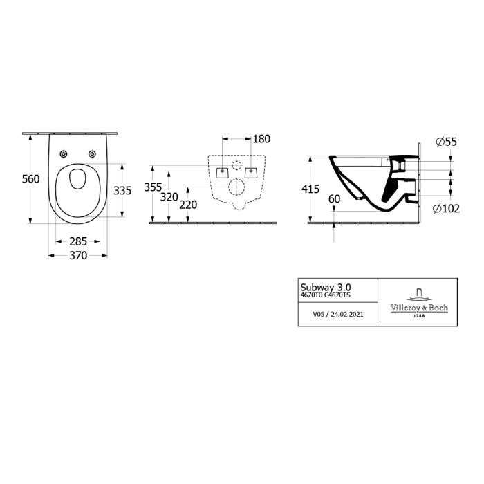 Seinä-WC Villeroy &amp; Boch Subway 3.0 4670TS01 4670TS01