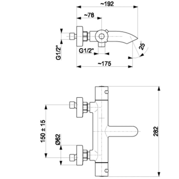 Termostaatti kylpy- ja suihkuhana Armatura Moza kromi