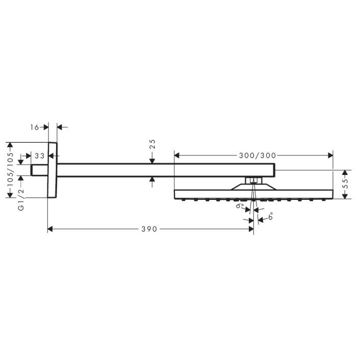 Sadesuihku Hansgrohe Raindance E 300 1jet mattamusta
