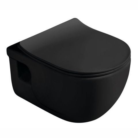 Seinä-WC-istuin Sapho BRILLA Rimless mattamusta