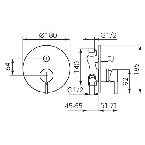 Piiloasennettava suihkuhana Novaservis Ferro Ciriculus 2F Gun Metal